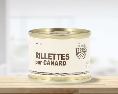 Rillettes de Porc au jambon de Bayonne et piment d'Espelette boîte 70 g-  vente en ligne - Fiers de Nos Terres