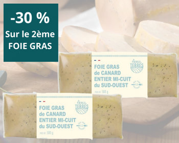 Lot 2 Foies Gras de Canard Entiers du Sud-Ouest - Mi-cuits - 2 Sous vide 500 g